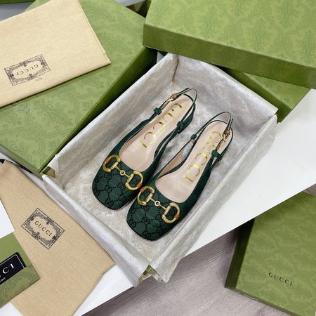 Gucci GG embroidered horsebit pumps