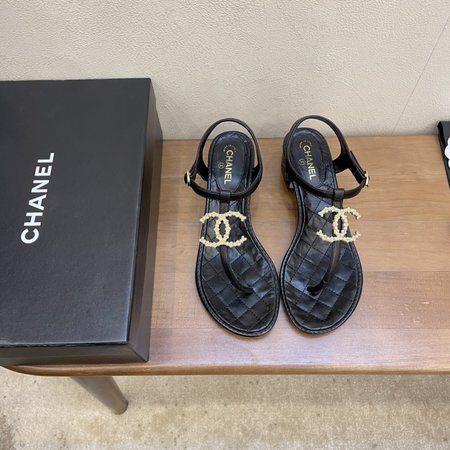 Chanel pearl buckle sandals