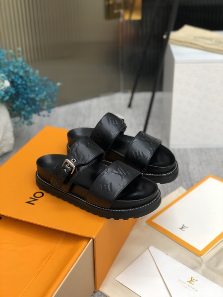 Louis Vuitton Sandals sheepskin edging cowhide embossed Monogram