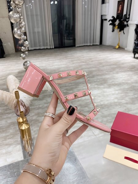 Valentino Hollow design with classic rivet block heel sandals