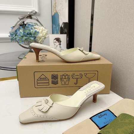 Gucci Vintage Fringed High Heel Mules Slippers