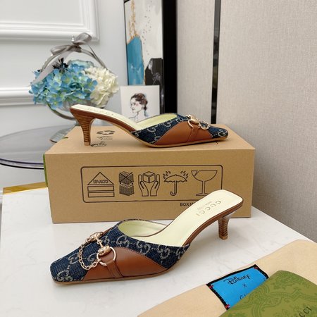 Gucci Vintage Fringed High Heel Mules Slippers