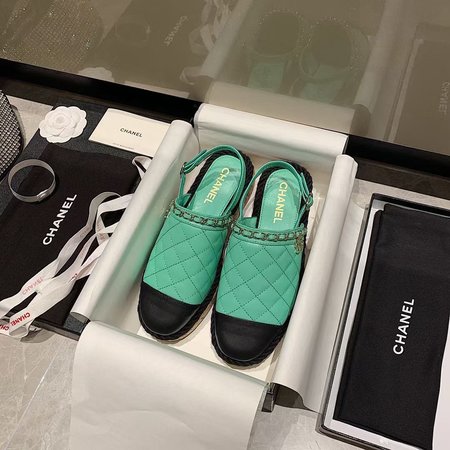 Chanel Sheepskin sandals hand-woven hemp rope metal chain