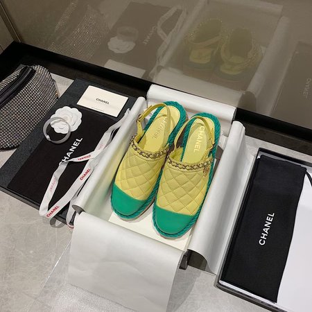 Chanel Sheepskin sandals hand-woven hemp rope metal chain