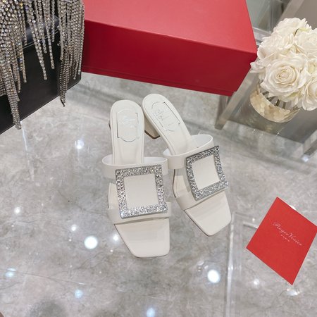 Roger Viver large buckle chunky heel slippers