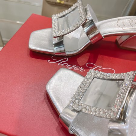 Roger Viver large buckle chunky heel slippers