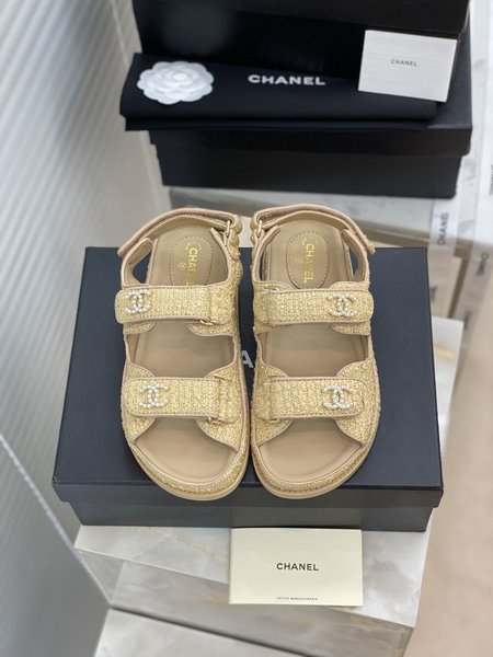 Chanel CC Logo Velcro Sandals