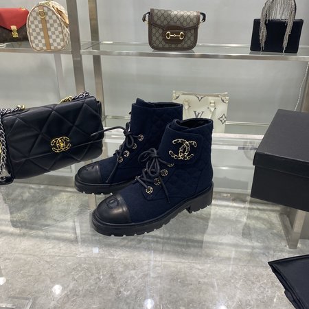 Chanel Diamond ankle boots with CC logo heel height 3cm