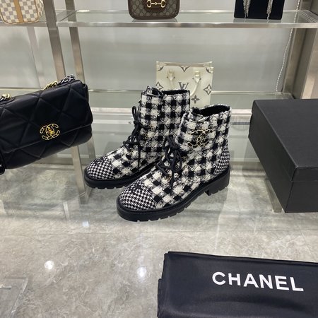 Chanel Diamond ankle boots with CC logo heel height 3cm