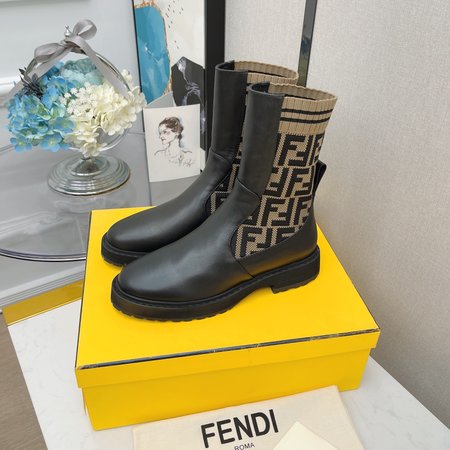 Fendi Martin boots FF socks stretch ankle boots Rockoko
