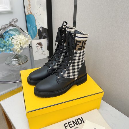 Fendi Martin boots FF socks stretch ankle boots Rockoko