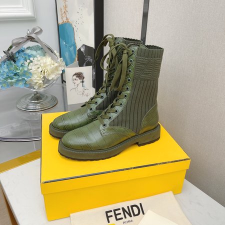 Fendi Martin boots FF socks stretch ankle boots Rockoko