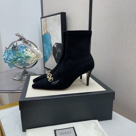 Gucci High heel square toe stretch ankle boots