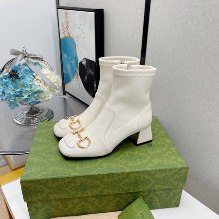 Gucci Horsebit square toe thick elastic short boots Heel height: 5.5cm