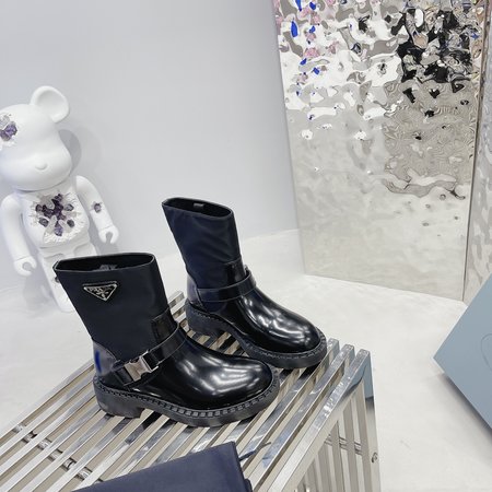 Prada Mid boots nylon cowhide combination
