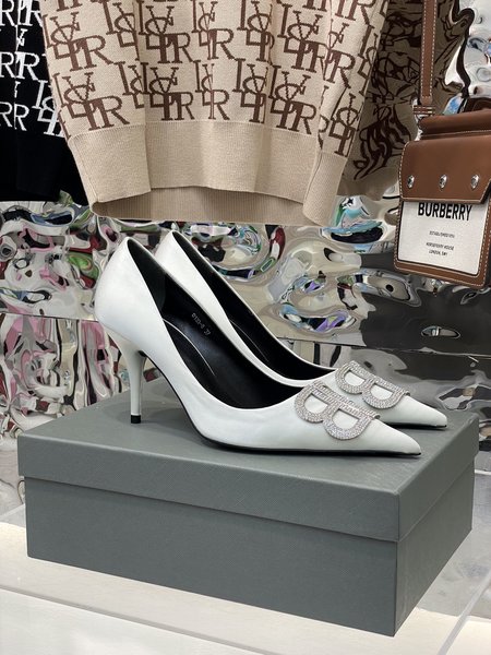 Balenciaga Silk material BB diamond buckle high heels