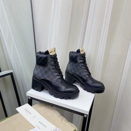 Gucci classic embroidered square boots