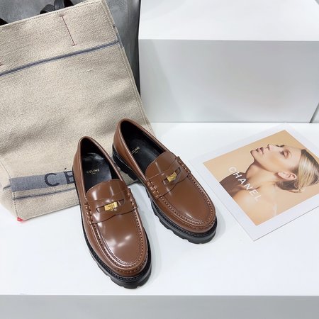 Celine metal buckle platform loafers