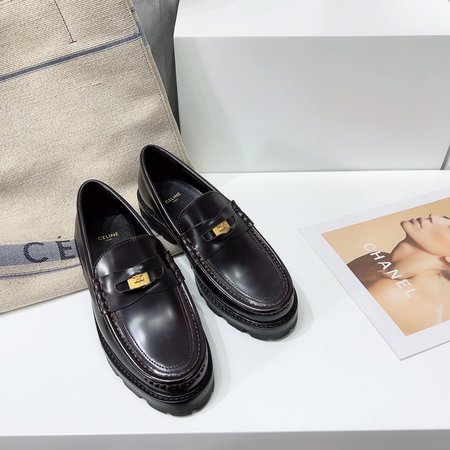 Celine metal buckle platform loafers