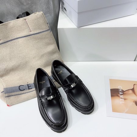 Celine metal buckle platform loafers