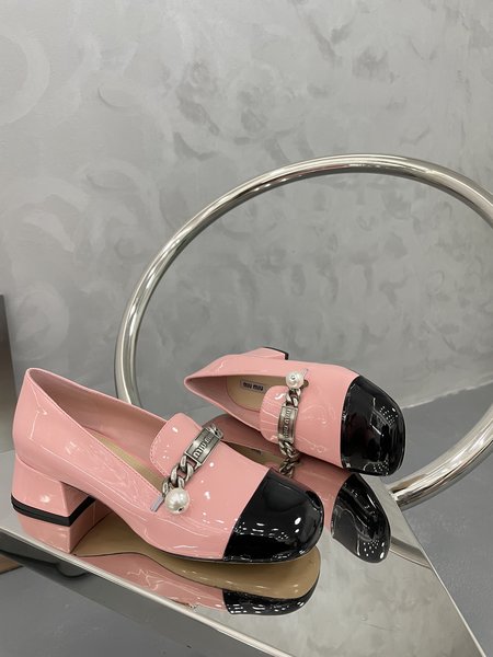 Miu Miu pearl chain chunky heels