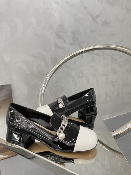 Miu Miu pearl chain chunky heels