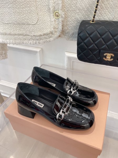 Miu Miu pearl chain loafers