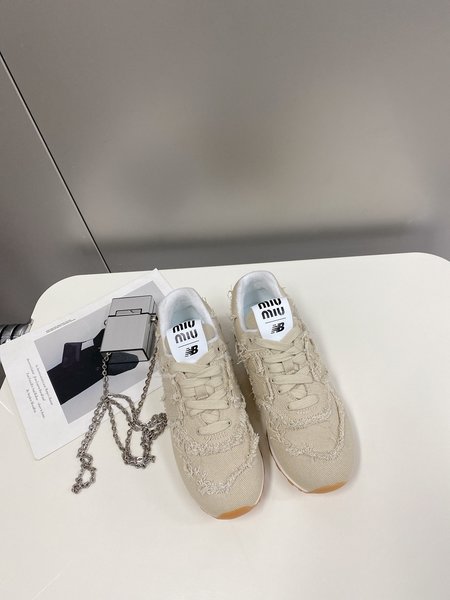 Miu Miu Rough fabric patchwork rhinestone sneakers