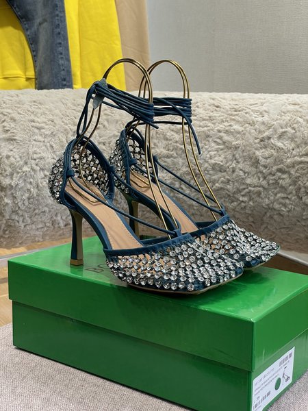 Bottega Veneta mesh rhinestone high heels