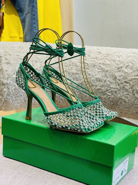 Bottega Veneta mesh rhinestone high heels