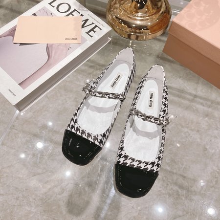 Miu Miu Mary Jane houndstooth block heel platform shoes