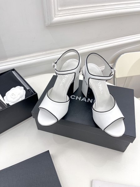 Chanel classic block heel sandals