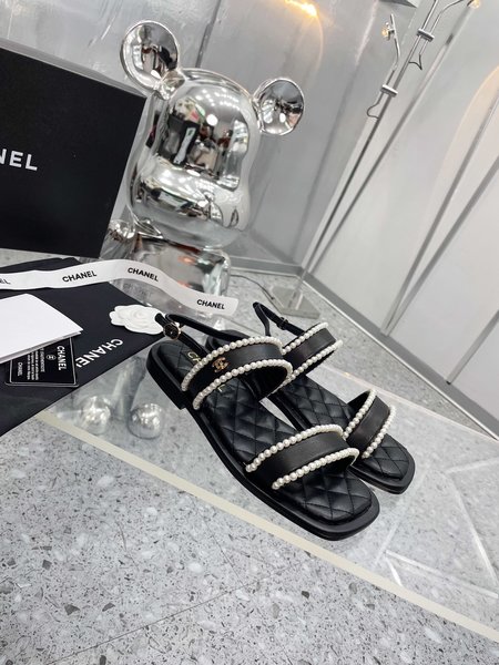 Chanel Pearl Sandals Handmade Pearl Stitching
