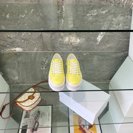 Celine canvas platform white shoes