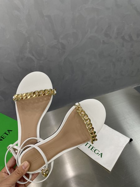 Bottega Veneta Gold Ball Flat Sandals White