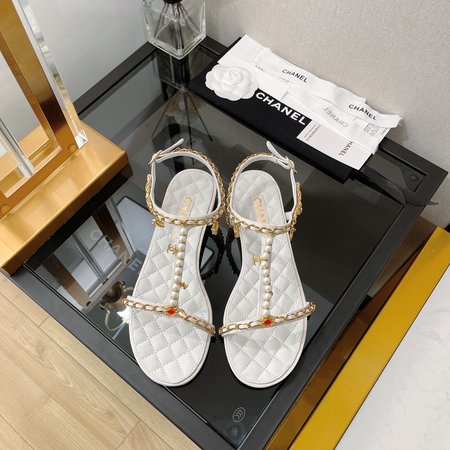 Chanel jewelry pendant pearl chain sandals