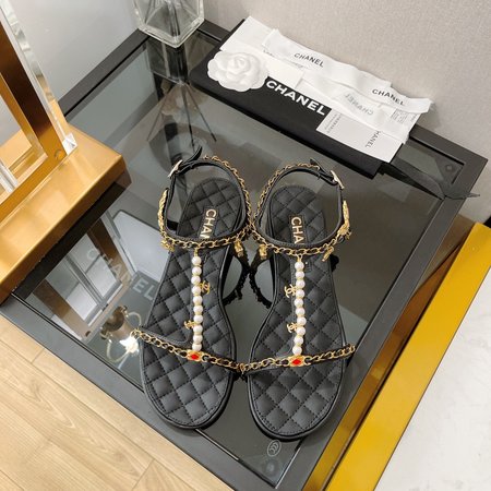 Chanel jewelry pendant pearl chain sandals