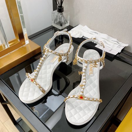 Chanel jewelry pendant pearl chain sandals