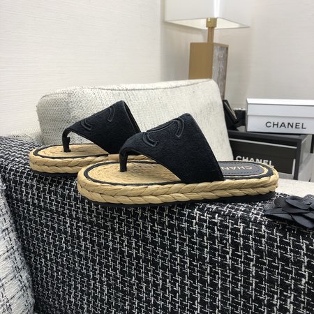 Chanel Woven Flip Flops