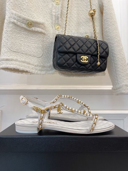 Chanel pearl chain sandals