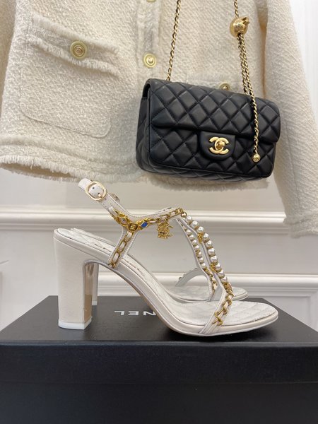 Chanel pearl chain sandals