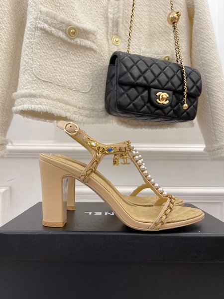 Chanel pearl chain sandals