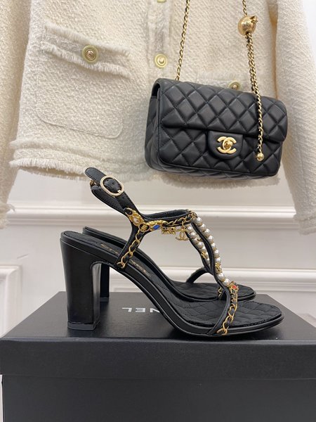 Chanel pearl chain sandals