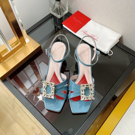 Roger Viver Mini Buckle Sandals in Patent Leather