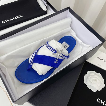 Chanel rhinestone thong sandals