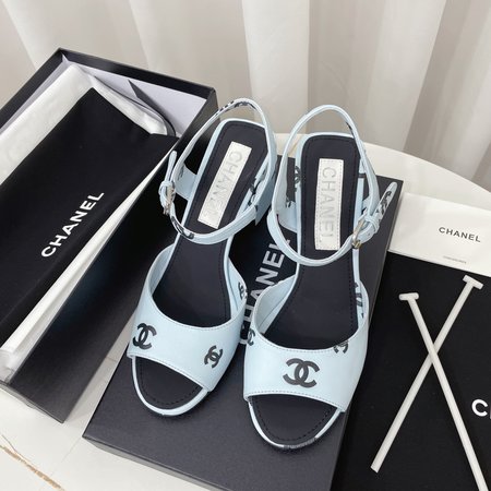 Chanel Black and white panda sandals 7.5cm chunky heel