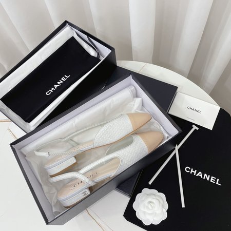 Chanel color block block heel sandals