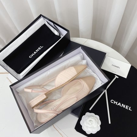 Chanel color block block heel sandals