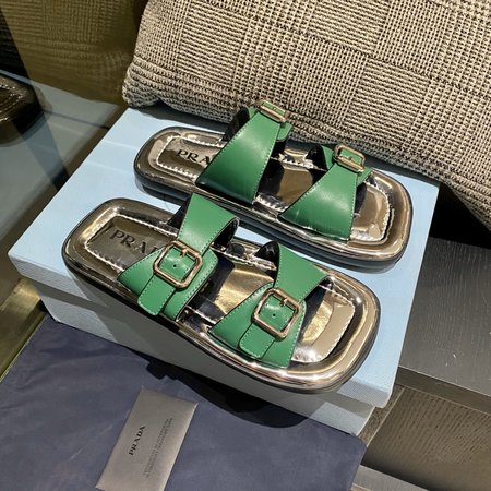 Prada geometric flat sandals
