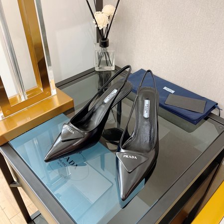 Prada Leather-Back Heeled Sandals
